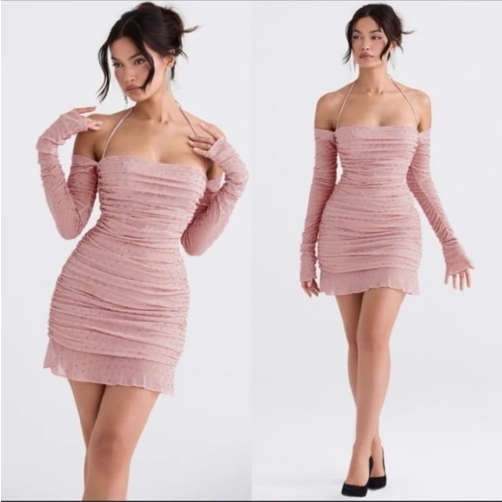 HOUSE OF CB 'Estella' Soft Pink Crystallised Dress NWOT